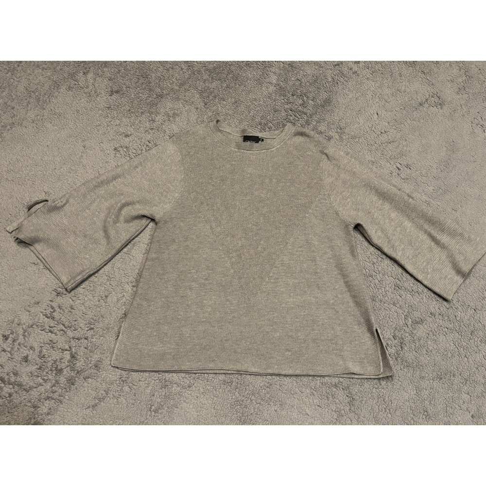 CLICHE Womens Gray Wide Sleeve Tie Cuff Knit Pullover Sweater Small